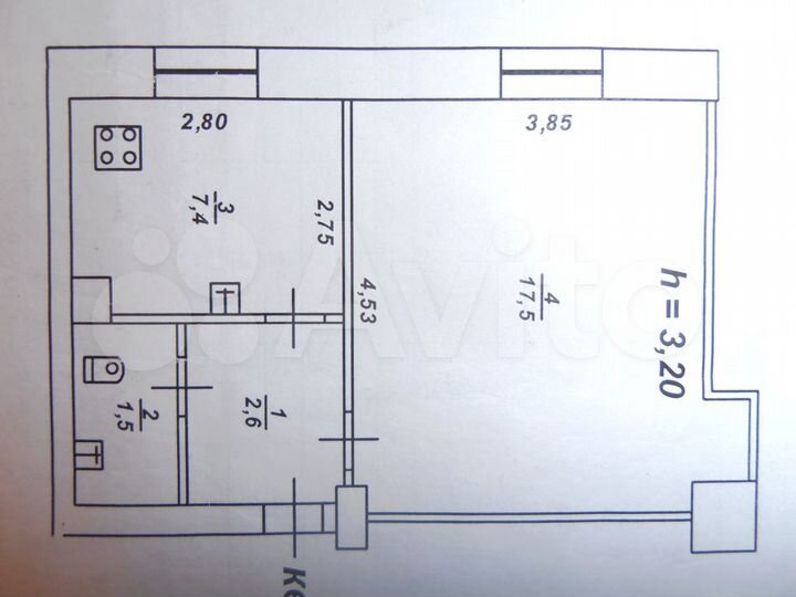 1-к. квартира, 30 м², 1/3 эт.