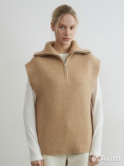 Жилет прямого кроя из смесовой шерсти