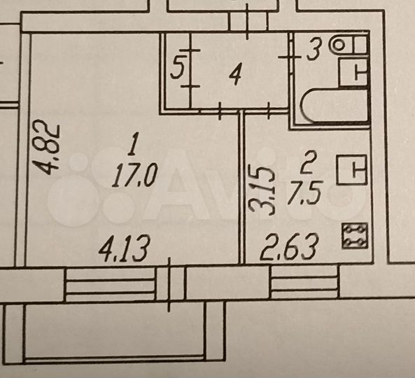 1-к. квартира, 31,7 м², 3/5 эт.