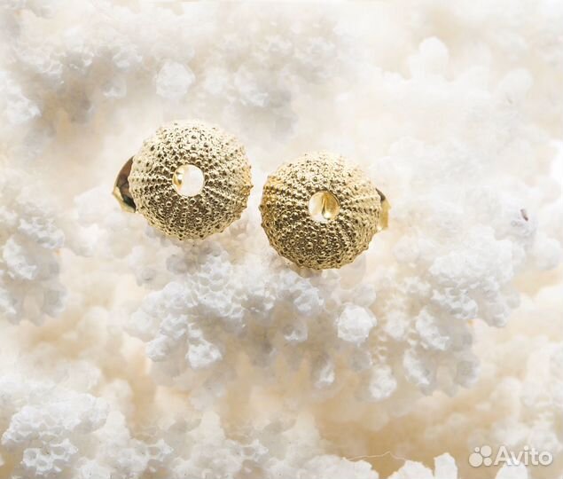 Серебряные серьги пусеты с 14К золотым покрытием