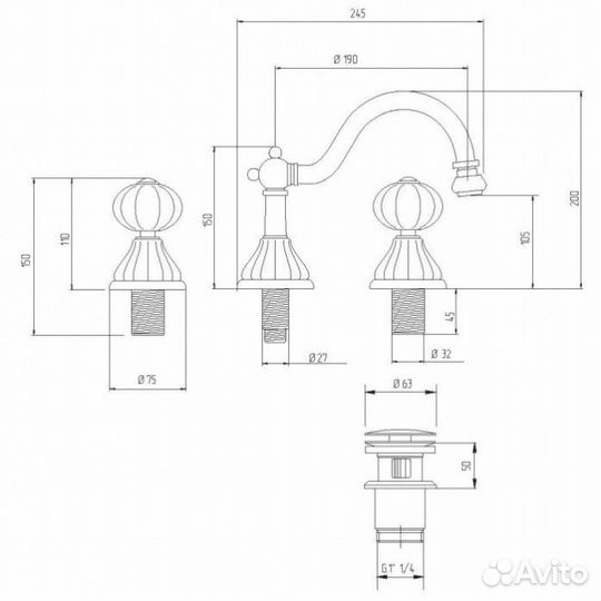 Смеситель для биде Migliore Olivia 19010 хром