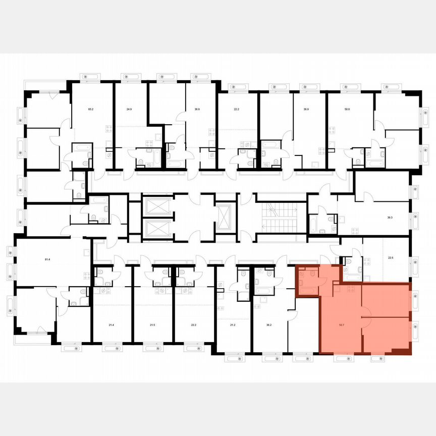 2-к. квартира, 50,7 м², 15/18 эт.