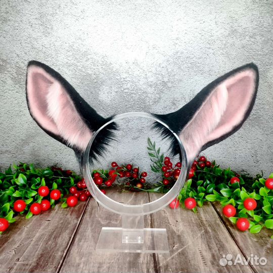 Ушки чёрного зайца на ободке / Заячьи ушки ободок