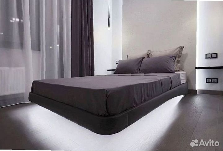 Кровать парящая двуспальная мягкая