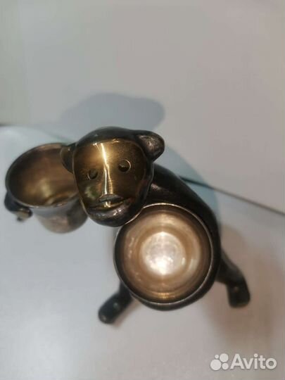 Обезьянка солонка ослик латунь СССР зебра