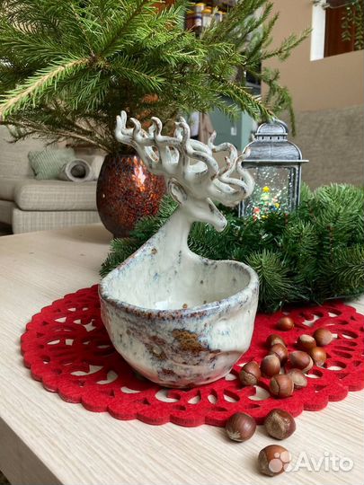 Керамика ручной работы, ваза-олень