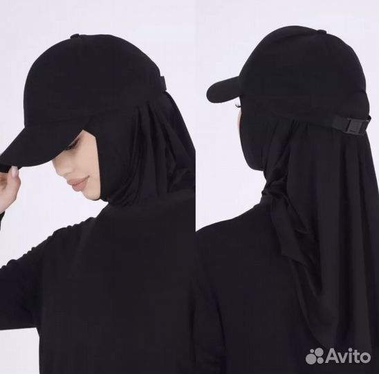 Черный платок сразу с кепкой