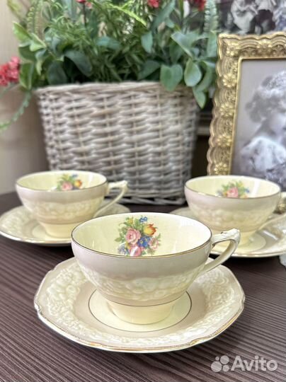 Антикварные чайные пары Crown Ducal