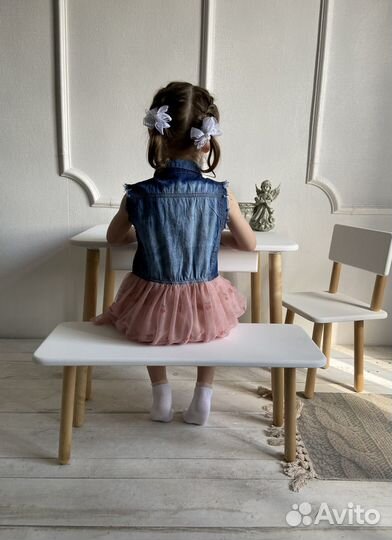 Деревянный детский стол и стул из массива бука