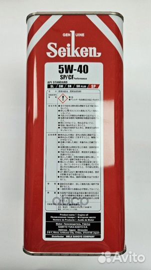 Масло моторное seiken synthetic SP/CF 5W-40 4л