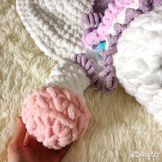 Вязаный детский коврик Единорожка Мия