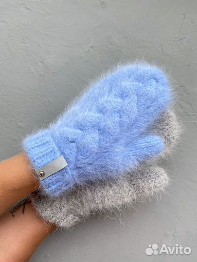 Варежки из пуха норки