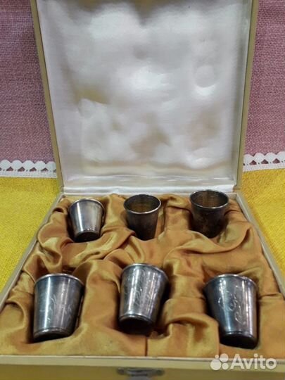 Стопки серебро позолота набор 60 годы