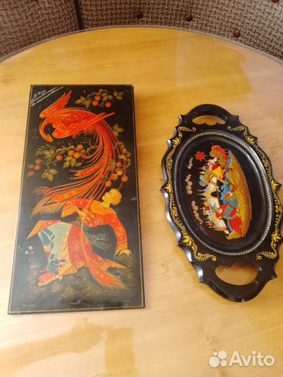 Поднос тройка палех