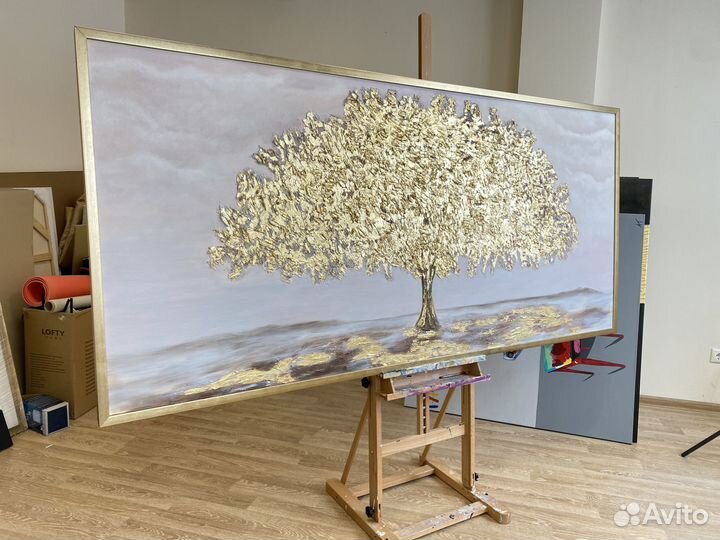 Картина маслом золотое дерево