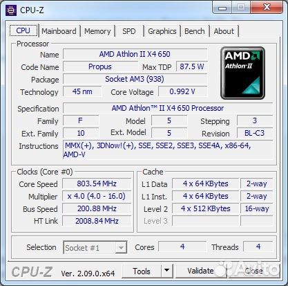 Amd athlon II X4 650