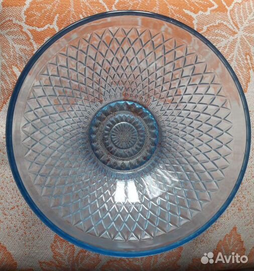 Ваза для фруктов. Цветное стекло СССР