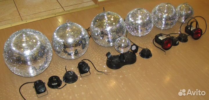 Зеркальные шары 7шт моторы пушки Светомузыка Disco