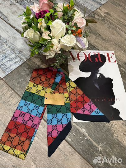Шелковая лента twilly твилли Gucci цветная