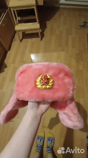 Розовая шапка ушанка СССР