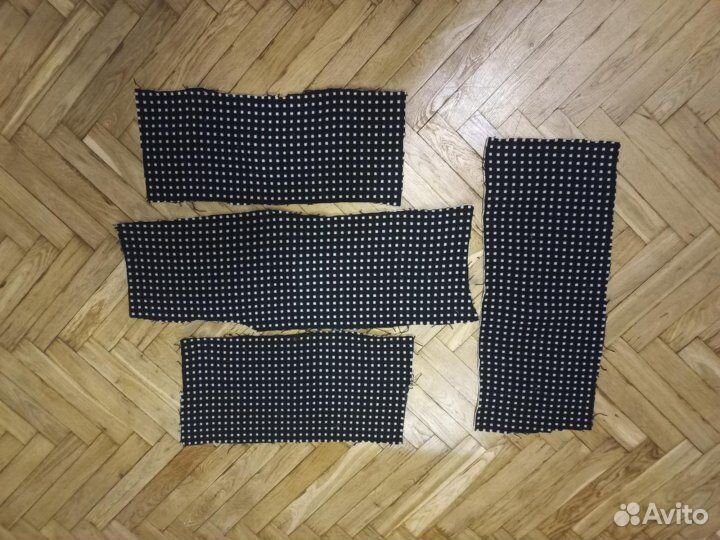 Ткань драп черно-белый в горох лоскутки 4 шт
