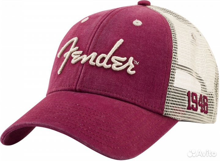 Fender Spaghetti Logo Washed Trucker, кепка