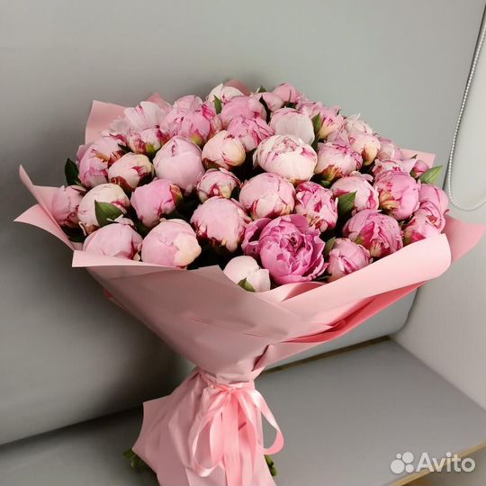 Букет 51 нежно-розовый Пион