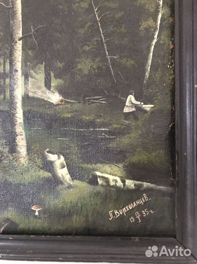 Картина антикварная маслом на холсте