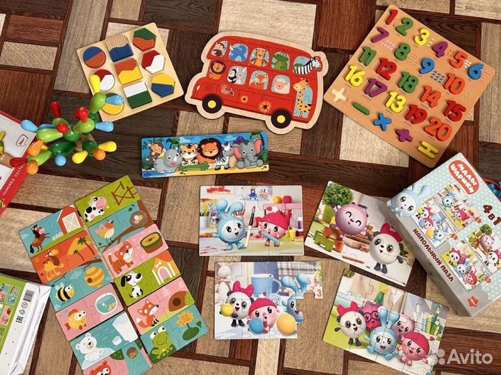 Развивающие игрушки пакетом, Пазлы, монтессори