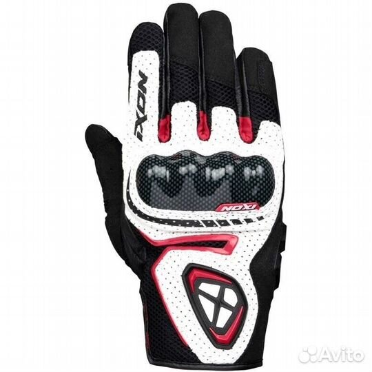 Ixon RS5 AIR Summer Leather Motorcycle мотоперчатки Black White Red