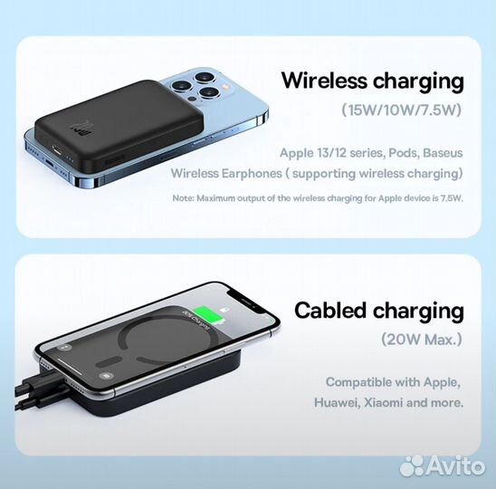 Беспроводной повербанк Powerbank baseus 6000 mAh