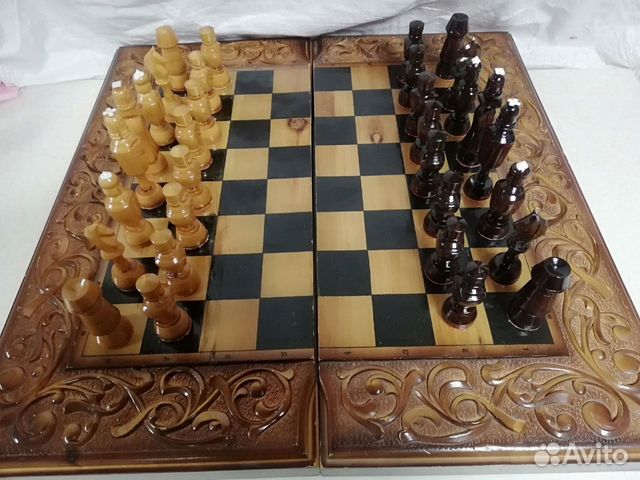 Большие резные шахматы + нарды