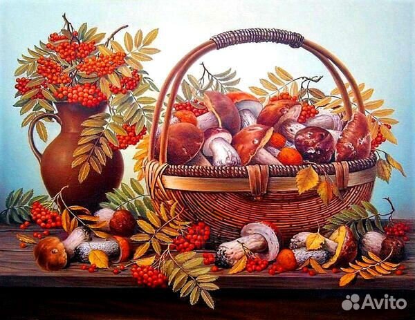 Картина по номерам 40x50 Полная корзина осеннего у
