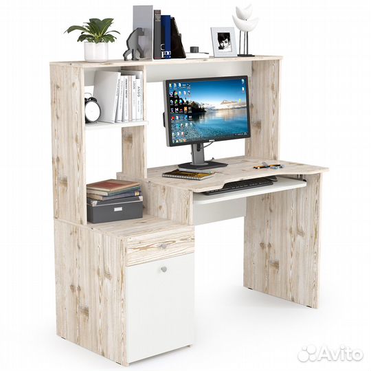 Стол компьютерный Комфорт 12.70 цвет белый шагрень