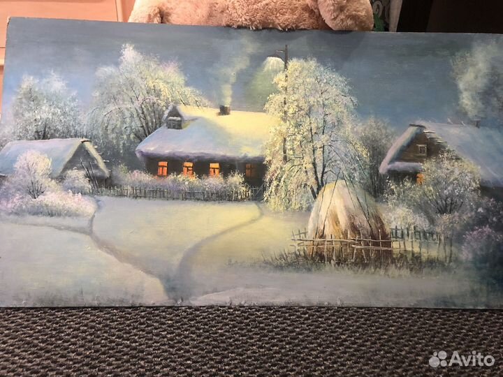 Картина маслом зимний пейзаж