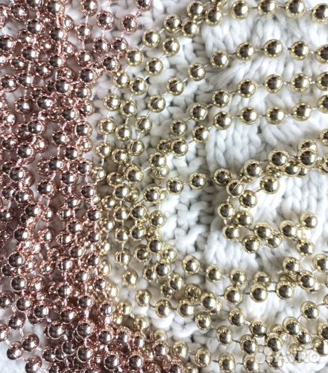 Елочные бусы, красные и золотистые 5 шт