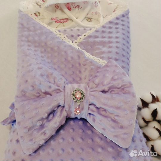 Конверт-одеяло+бант на резинке+ шапочка