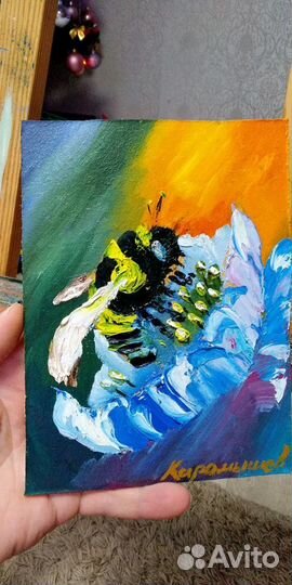 Цветочный букет Картина маслом Цветок и пчела