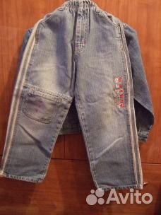 Костюм джинсовый для мал 5-6 лет, дл брюк 70 см