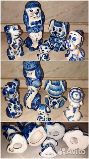 Гжель животные Собака Поросёнок Слон Тигр