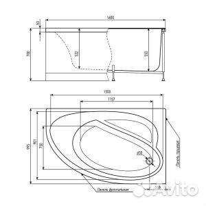 Ванна акриловая асимметричная Timo Iva 1610R