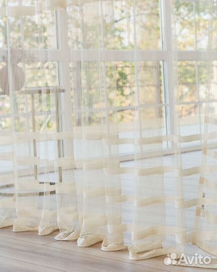 Крупная сетка тюль Фрида Айвори