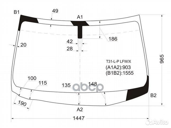 Стекло лобовое nissan X-trail 07-14 T31-L-P LFW