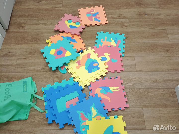 Детский коврик пазл, детские игрушки пакетом