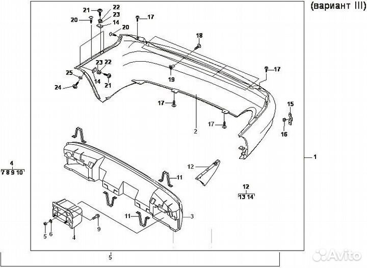 Услитель заднего бампера (пенопласт) lanos