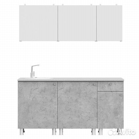 Кухонный гарнитур кг-1 1600, Цвет: белый/цемент св