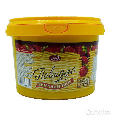 Повидло сава Земляничное ведро 0,87кг/4шт