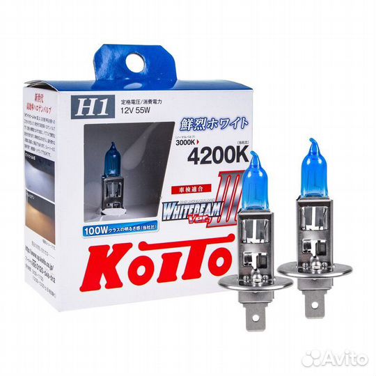 Лампа 12V H1 55W P14.5s +100% бокс (2шт.) Whitebeam koito P0751W koito Оригинал