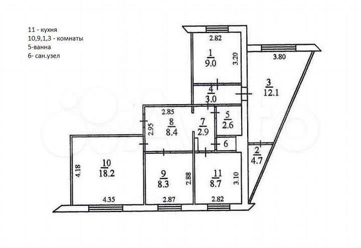 4-к. квартира, 78,8 м², 1/10 эт.