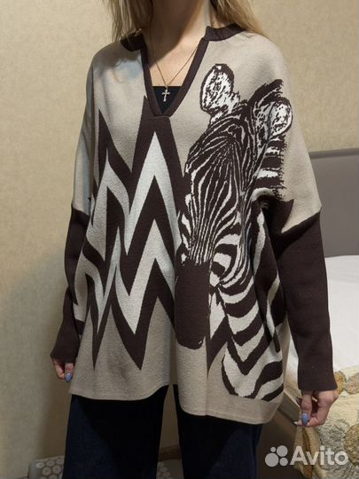 Пончо женское Зебра